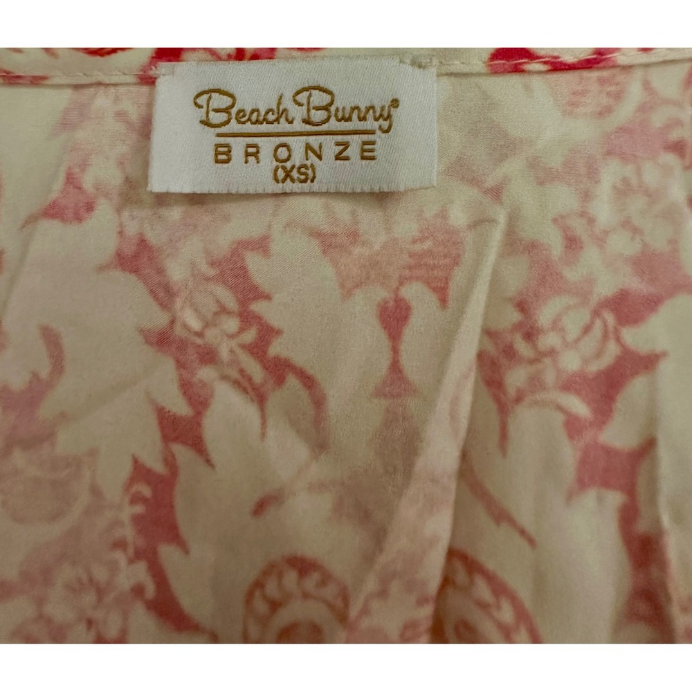 Rare vintage Beach Bunny Floral Print Cover Up kimono Tie Waist Beach XS - Picture 4 of 9